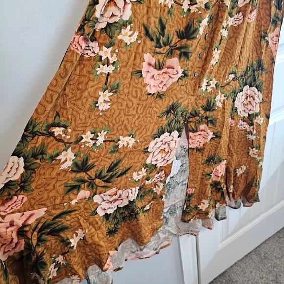 Eesome Maxi Skirt Womens Size Large Brown Pink Floral Whimsygoth Boho Fairy - Picture 4 of 7